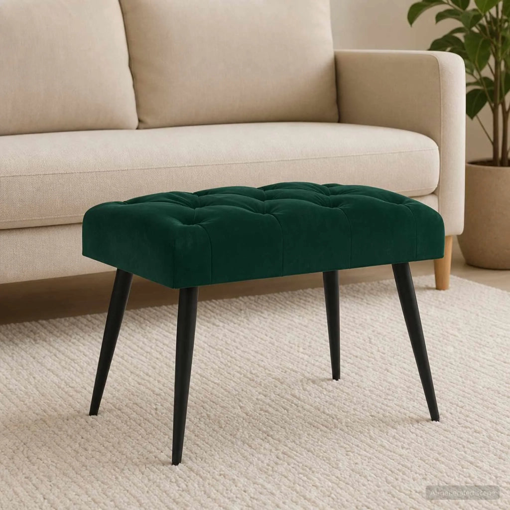 Panchina con bottoni imbottiti Verde Scuro 60 x 40 x 45 cm 42038545