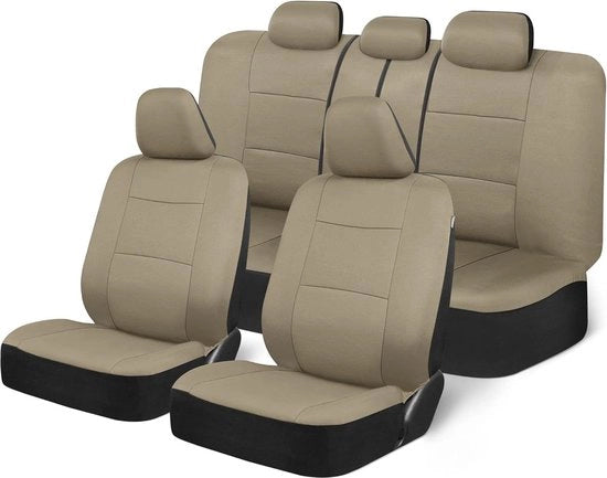 Set di protezioni per sedili auto in beige chiaro - facile da installare - forma universale - protezione per sedili anteriore e posteriore - accessori interni per veicoli SUV