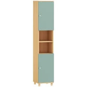 Mobiletto da bagno con 2 ante e 2 scomparti aperti, ripiani regolabili, 30 x 30 x 166 cm, Verde