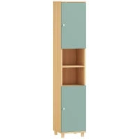 Mobiletto da bagno con 2 ante e 2 scomparti aperti, ripiani regolabili, 30 x 30 x 166 cm, Verde