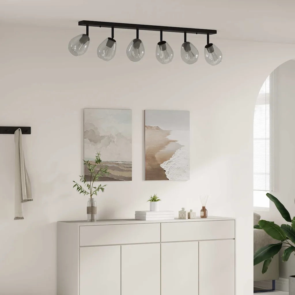 Faretto da soffitto Nero 110,5 x 13 x 26 cm Vetro e Metallo 42001222