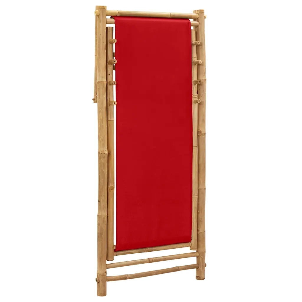 Sedia a Sdraio in Bambù e Tela Rosso 313020