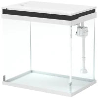 Acquario per Pesci Rossi 26L con Luci LED, Sistema di Filtraggio e Pompa d'Acqua, 38x26x38 cm, Bianco