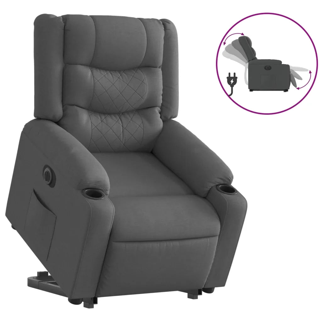 Poltrona Alzapersona Reclinabile Elettrica Grigio Scuro Tessuto 3206580