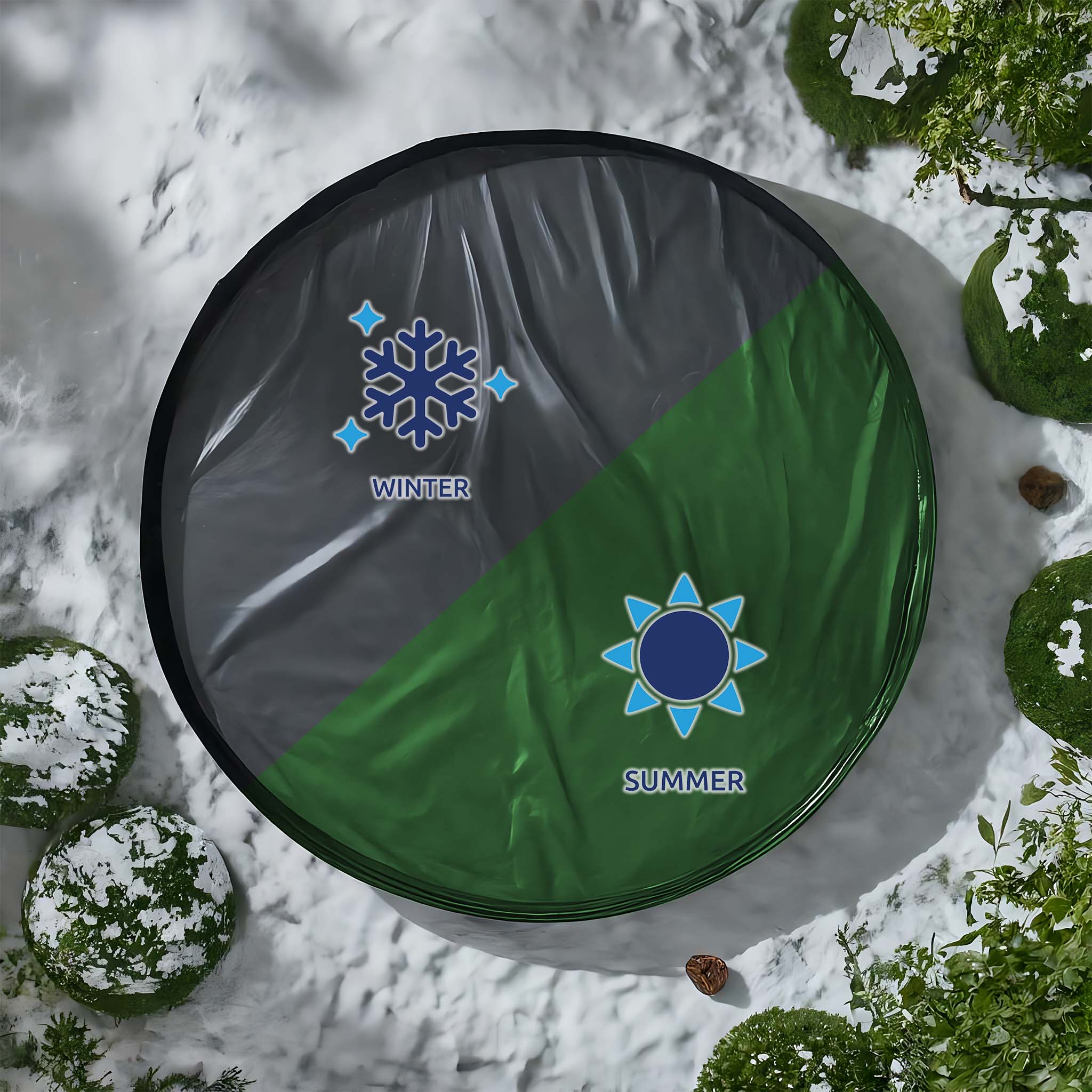 Telo di copertura per piscina rotondo Ø 610 cm 2in1 resistente ai raggi UV inverno estate