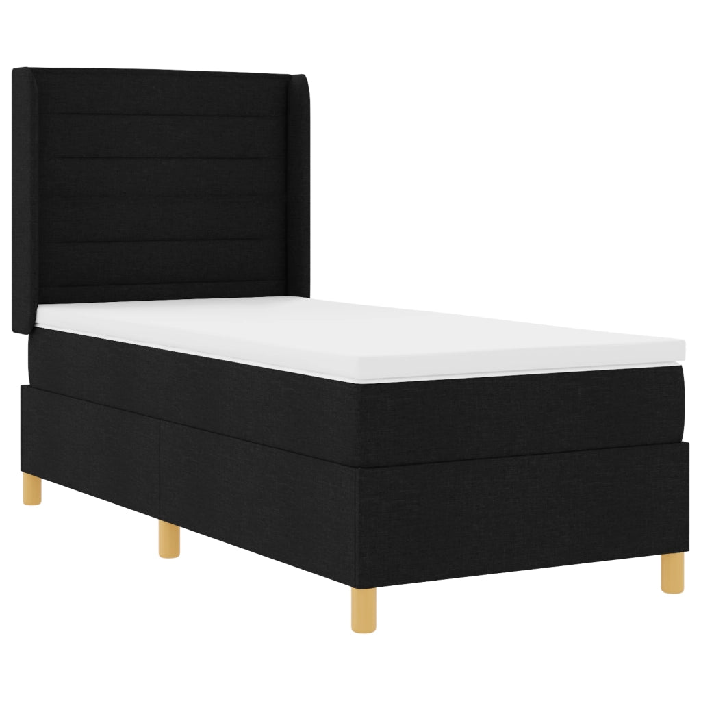 Letto Box Spring con Materasso - Nero, 80x200 cm, Tessuto