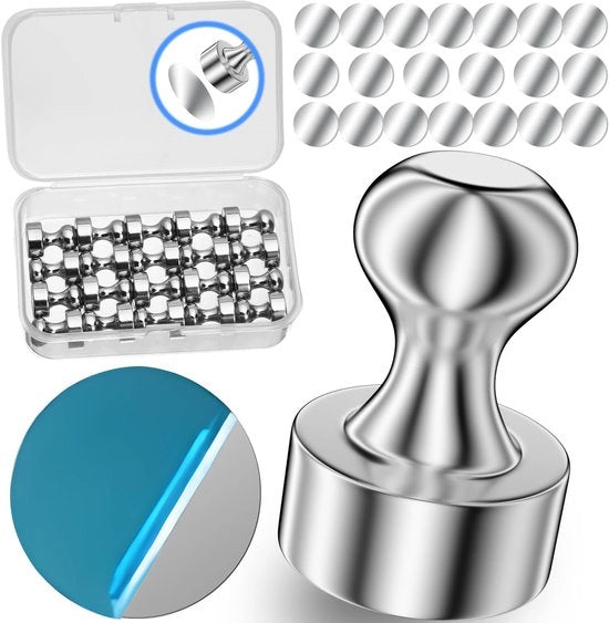 Magnetini Neodymium Extra Forti, 20 Set di Magnetini con 20 Pannelli Metallici, 12 x 16 mm Magnetini Forti per Tabelloni Magnetici, Magnetici per Frigorifero, Pannelli Magnetici per Note, Tabelloni Magnetici, Whiteboards, Magnetici per Note Musicali