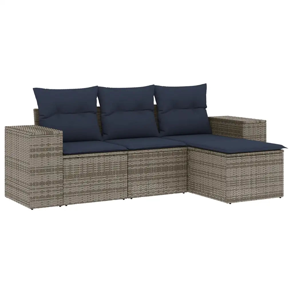 Salotto da Giardino-Set Divani da Giardino 4 pz con Cuscini Grigio in Polyrattan 245844