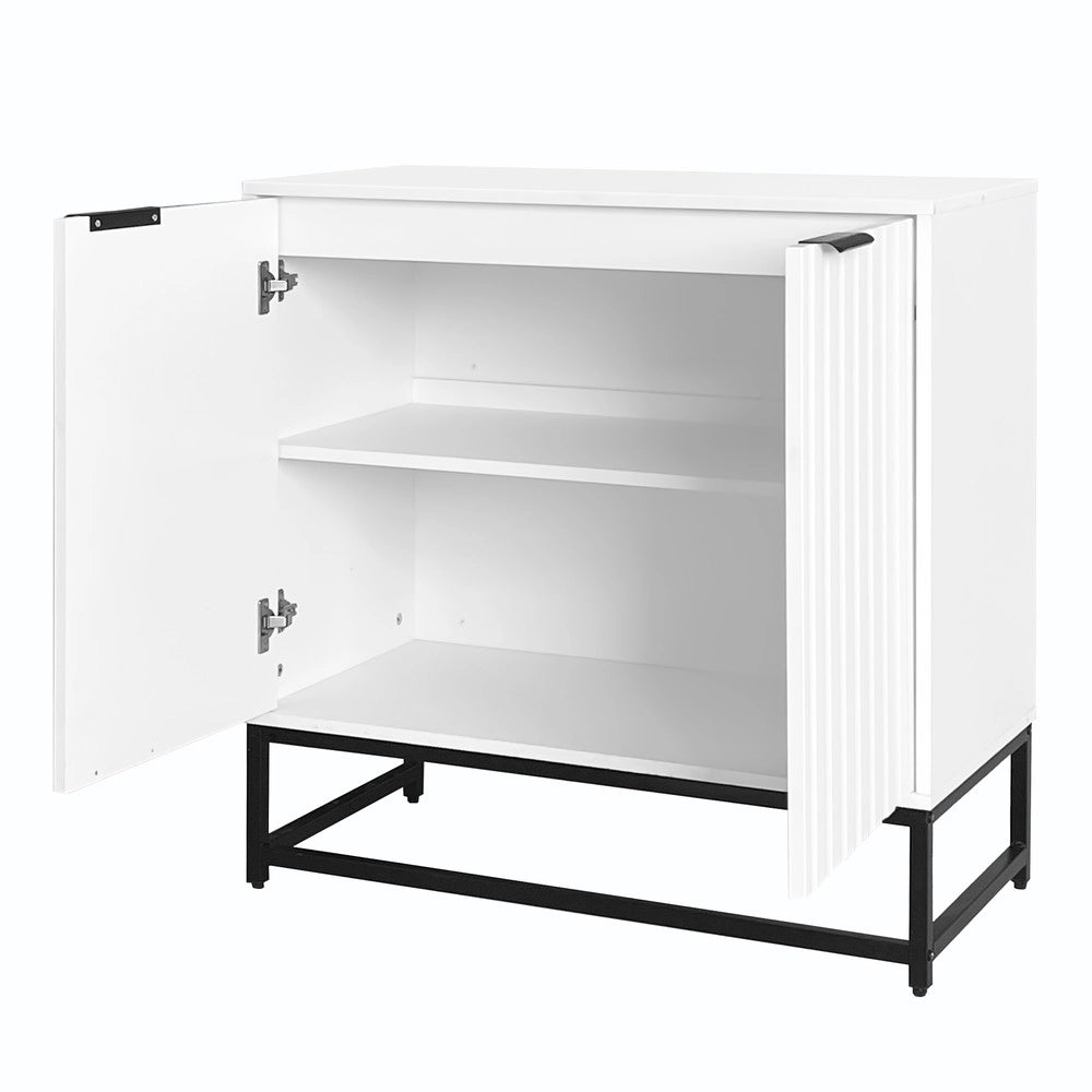 Cassettiera con 2 Ante e Cassetti ¨C MINIMAL ¨C Legno, Metallo, Soggiorno, 80x40x80 cm