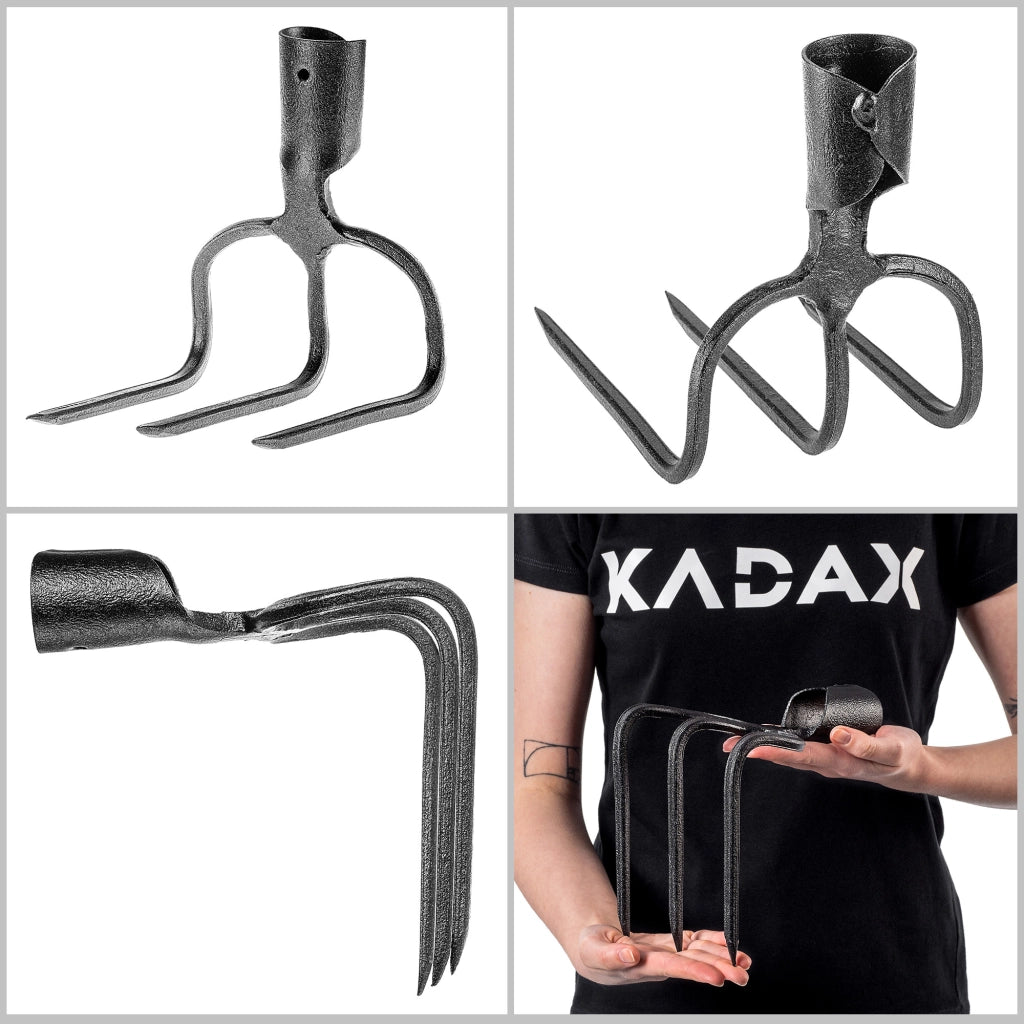 Zappa per letame a 3 denti KADAX senza manico, forca da scavo
