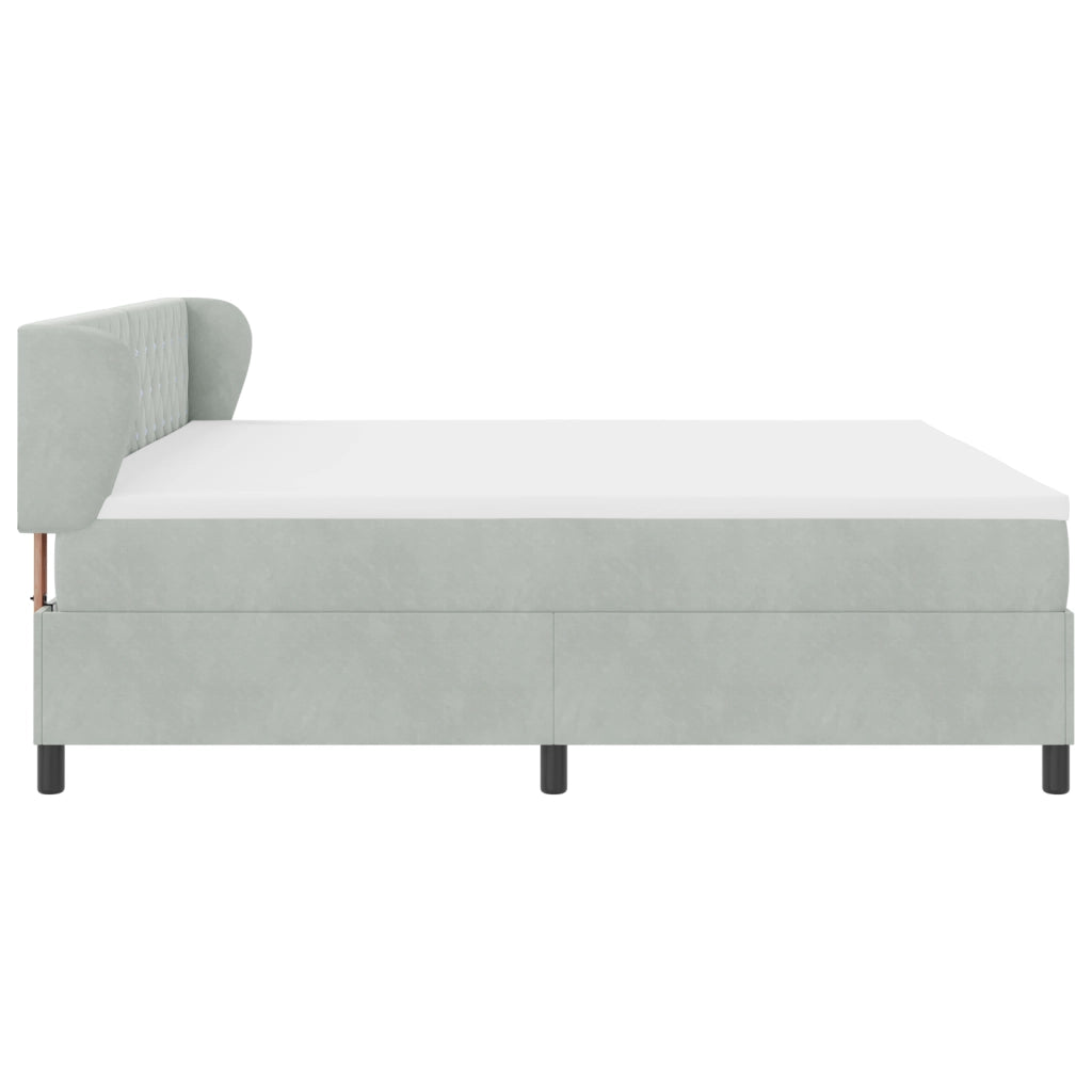 Letto con Rete a Molle e Materasso Grigio Chiaro 200x200 cm Velluto