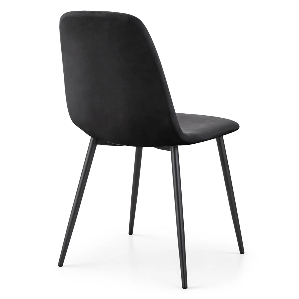 Set di 4 Sedie in velluto trapuntate LUMO Nero gambe nere