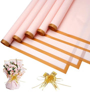 Pacchetto di Imballaggio per Fiori - 20 Fogli - 58x58 cm - Impermeabile - Resistenze alle Scalfitture - Bordo Oro - Incluso Lint - Pacchetto di Cellofan
