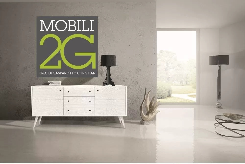 Madia credenza abete spazzolato bianco 185x50x84 (881) - Mobili 2G