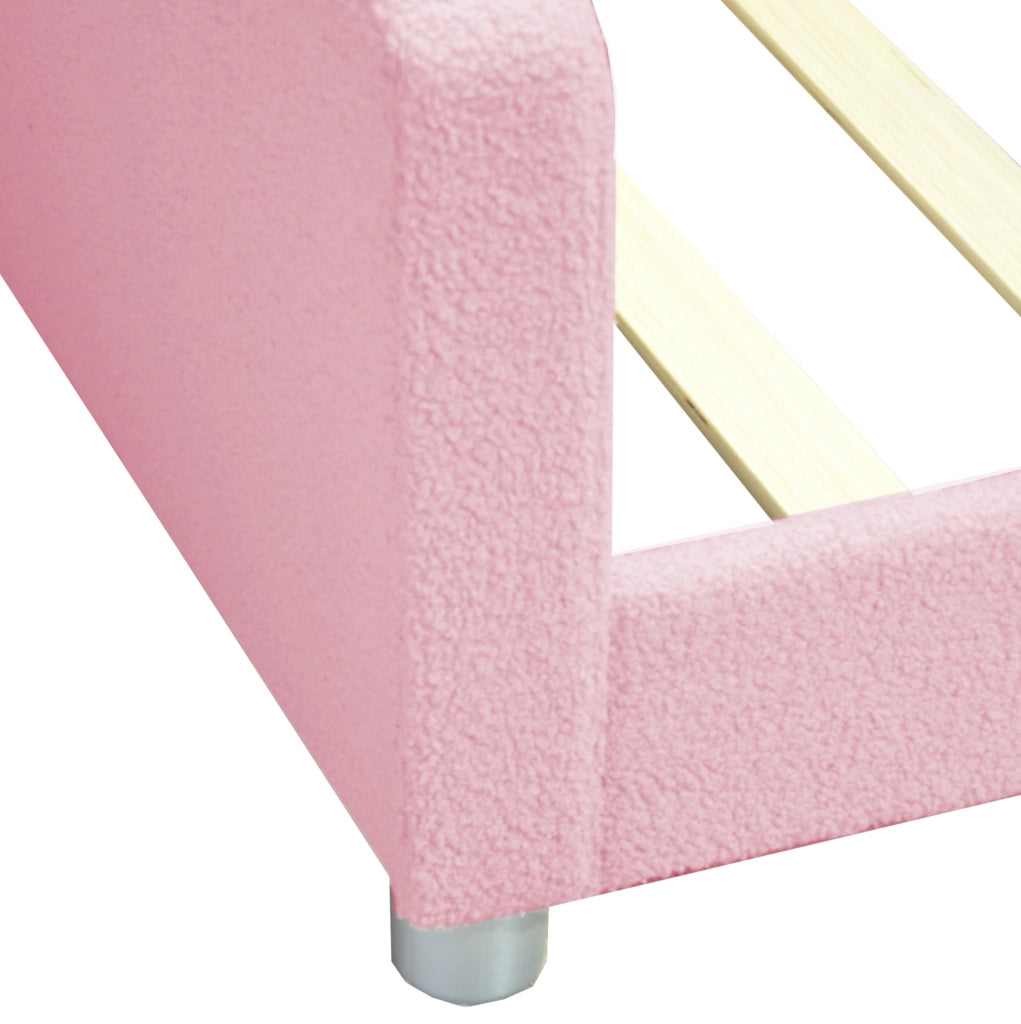 Letto imbottito per bambini 214;5x95x42 cm; tessuto teddy rosa