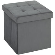 Sgabello ripiano con contenitore ¨C zephmum ¨C grigio 38x38x45 cm