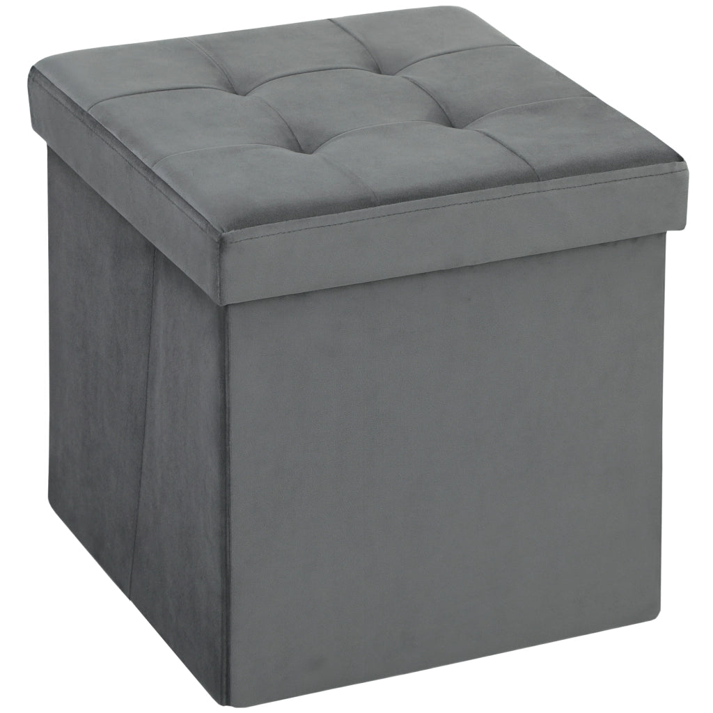 Sgabello ripiano con contenitore ¨C zephmum ¨C grigio 38x38x45 cm