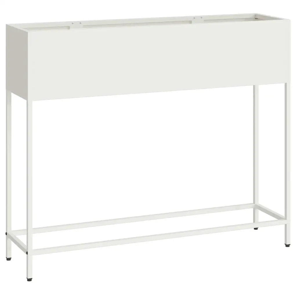 Vaso da Giardino Rialzato Bianco 100 x 26 x 82 cm Acciaio 865877