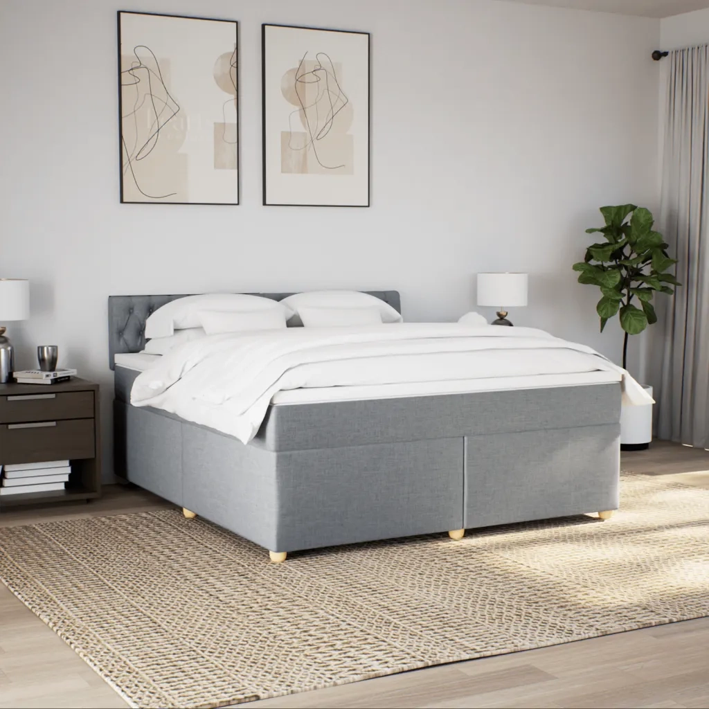 Giroletto a Molle con Materasso Grigio Chiaro180x200 cm Tessuto 3289066