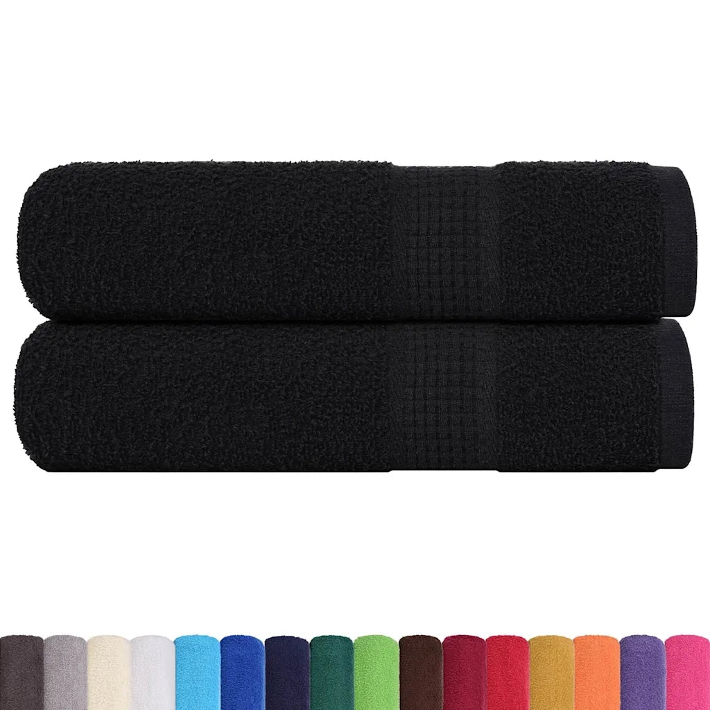 Asciugamani da Bagno 2 pz Neri 100x150cm 360g/mÂ² 100% Cotone