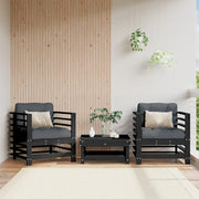 Sedia da patio-Sedie da Giardino con Cuscini 2pz Legno Massello di Pino Nero