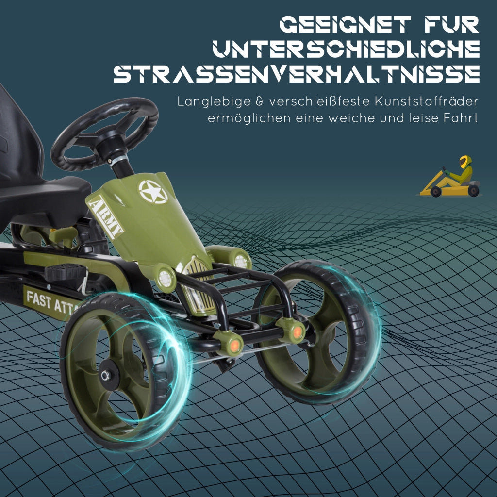 Go Kart Tretauto Tretfahrzeug con Freno a Mano ¨C zephmum ¨C Verde 105x54x61 cm