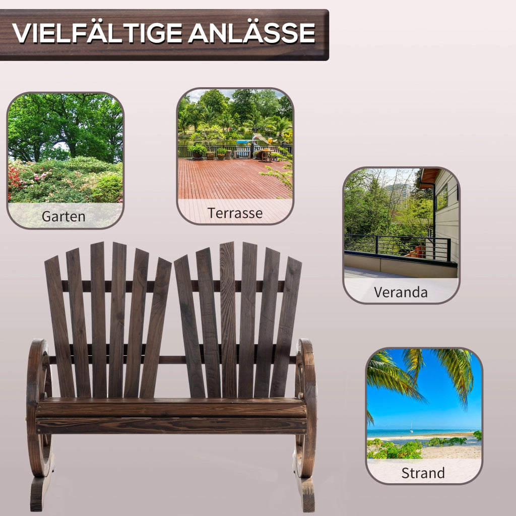 Panca da giardino 2 posti in legno massello con braccioli ¨C Xylo ¨C 108x66x95 cm Marrone scuro