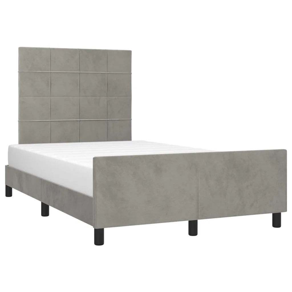 Giroletto con Testiera Grigio Chiaro 120x200 cm in Velluto cod mxl 52869