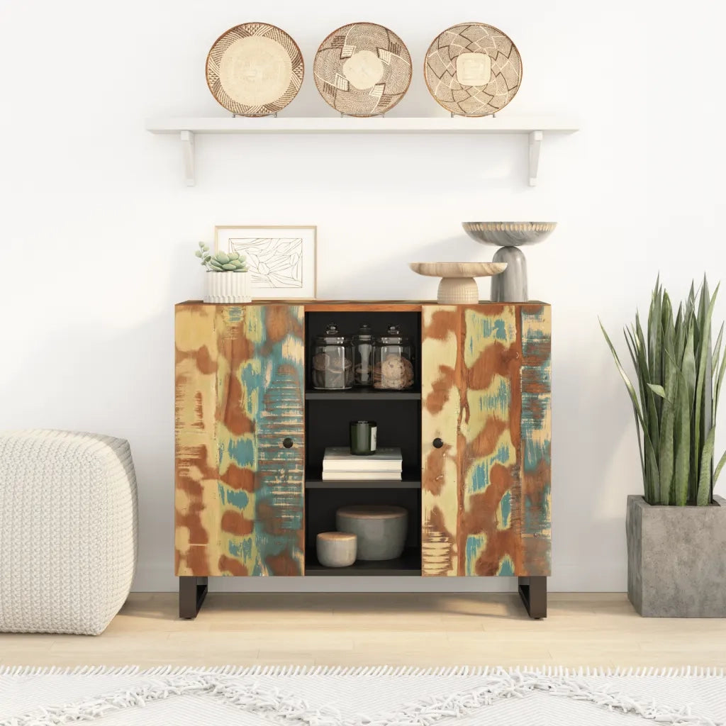 Credenza con 2 Ante 90x33x75 cm in Legno Massello di Recupero 352927