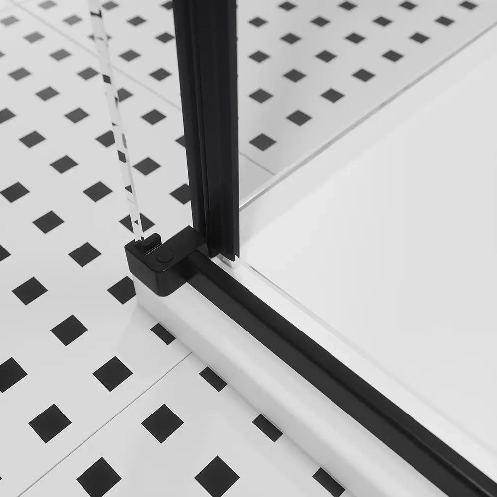 Box doccia 70x100 cm scorrevole vetro 8mm trasparente profili nero opaco h195cm | Creta