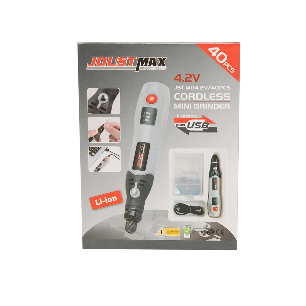 Mini smerigliatrice dritta con batteria da 4,2 V 600 mAh, 15000 giri/min con 40 accessori Joustmax
