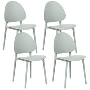 Set di 4 sedie da pranzo in plastica verde menta per interni ed esterni senza braccioli stile classico minimalista