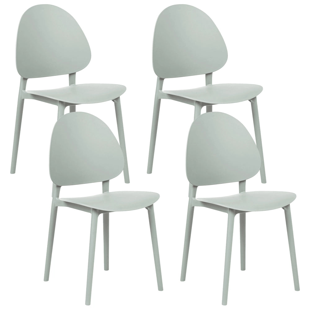 Set di 4 sedie da pranzo in plastica verde menta per interni ed esterni senza braccioli stile classico minimalista