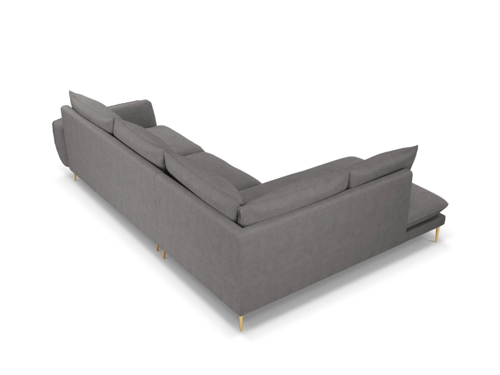 Cosmopolitan Design - Divano angolare sinistro "Vienna" 6 posti in tessuto strutturato grigio scuro 