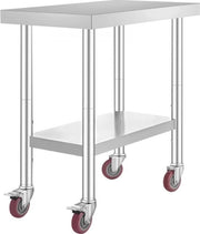 Tavolo di lavoro in acciaio inossidabile 76x46x86cm - Tavolo da cucina argento - Acciaio inossidabile