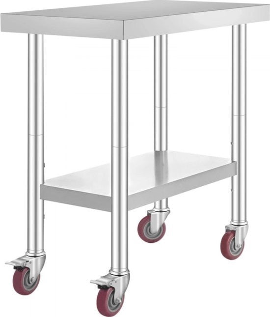 Tavolo di lavoro in acciaio inossidabile 76x46x86cm - Tavolo da cucina argento - Acciaio inossidabile