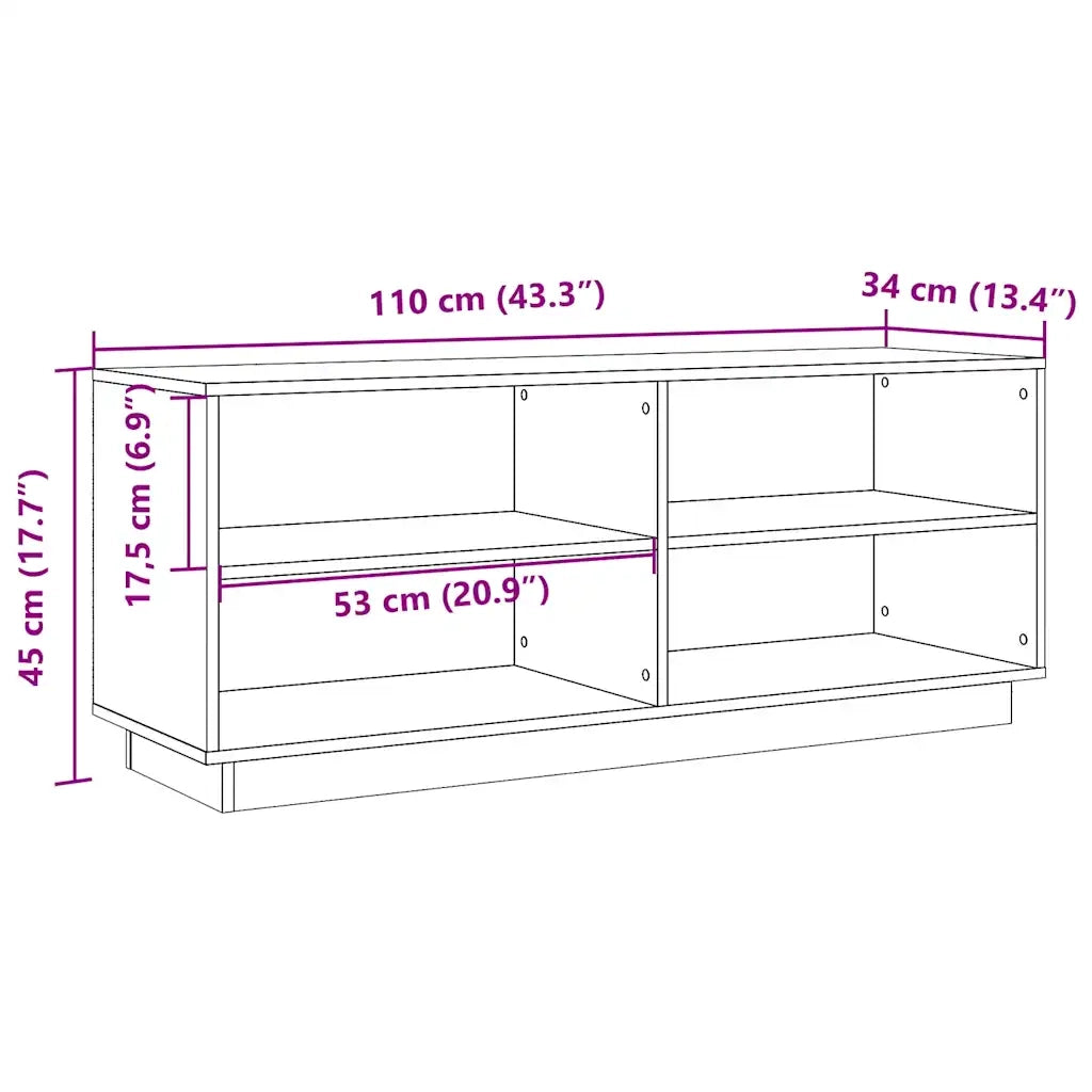 Scarpiera Marrone Cera 110x34x45 cm in Legno Massello di Pino