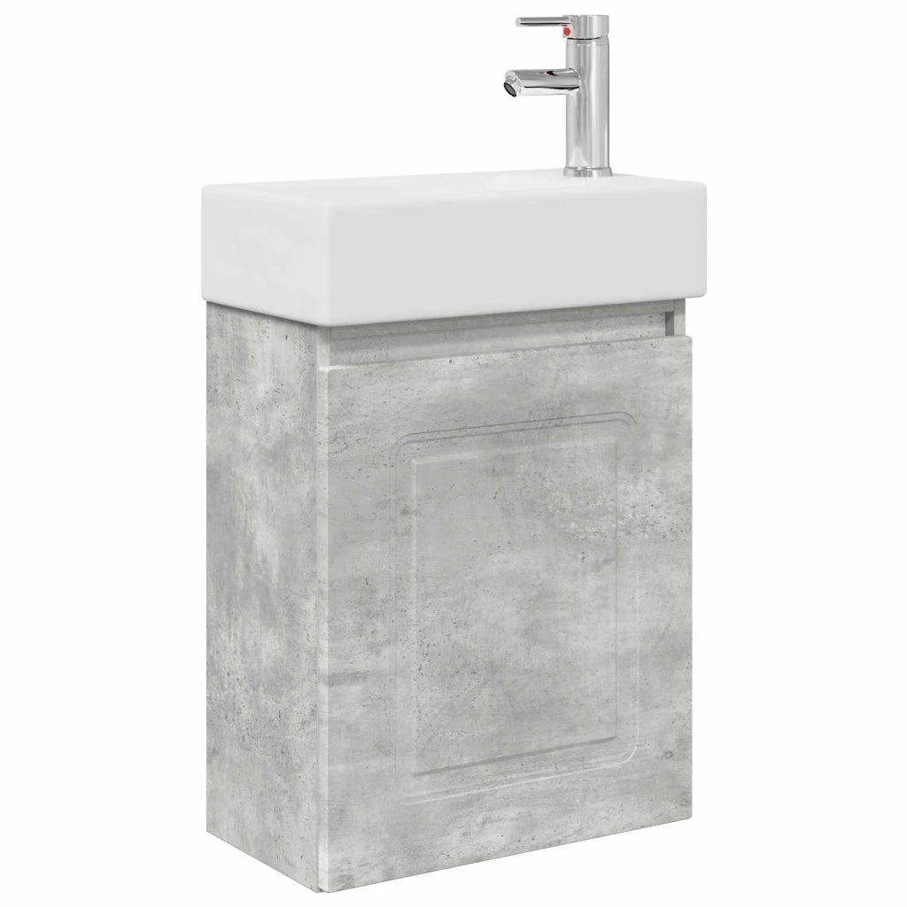 Mobile bagno con rubinetto Grigio Cemento 45,5 x 22,5 x 84 cm