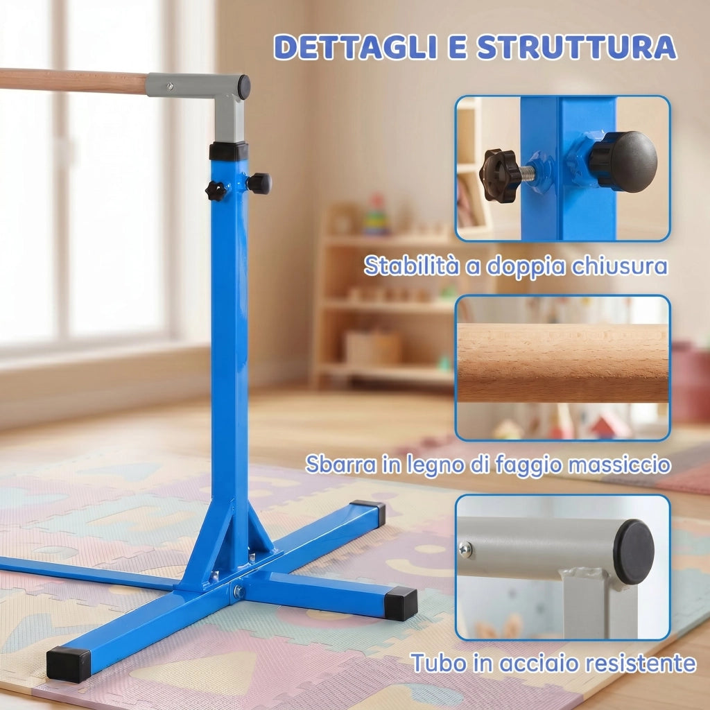 Sbarra per Danza e Ginnastica Regolabile in Altezza ¨C zephmum ¨C 92-150 cm, Blu