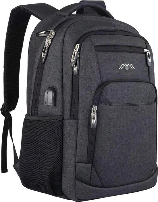 Borsa scolastica grigia per adolescenti con tasca per laptop e ingresso USB 156 pollici