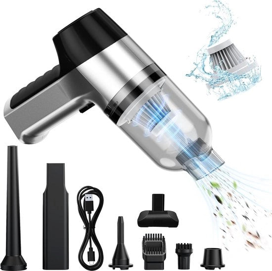 Aspiratore da mano 12000 Pa USB ricaricabile - senza fili e portatile - aspiratore auto 3 in 1 - potente con 2 filtri HEPA lavabili - per la pulizia esterna dell'ufficio e pelo di animali.