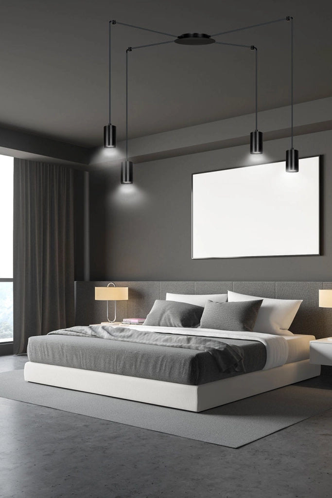 Lampadario Emibig Traker nero 4xGU10 regolabile 300cm