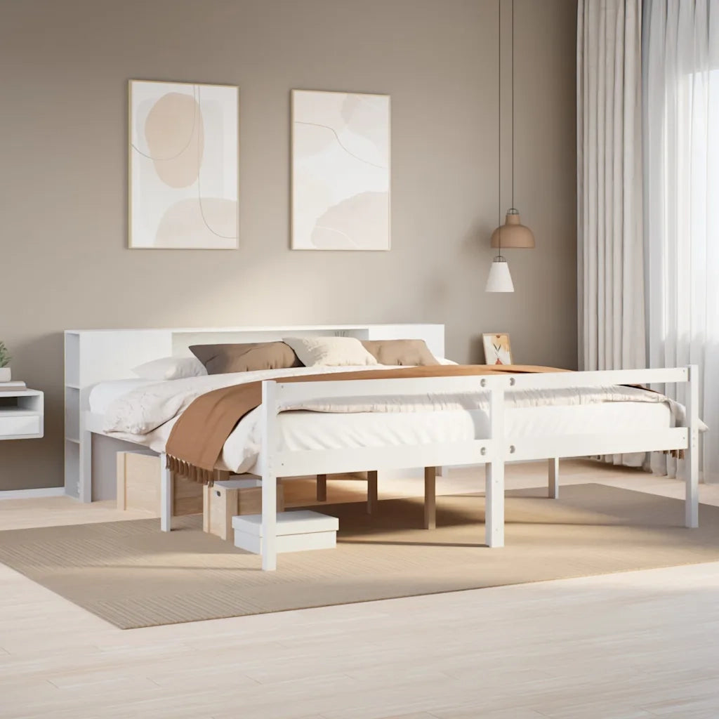 vidaXL Letto Libreria senza Materasso Bianco 200x200 cm Legno di Pino