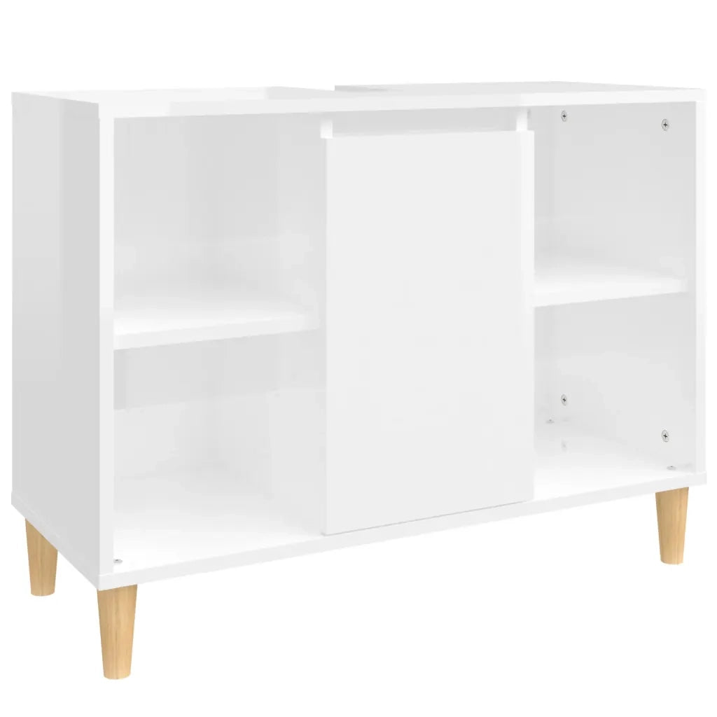 Mobile Lavabo Bianco Lucido 80x33x60 cm in Legno Multistrato 821286