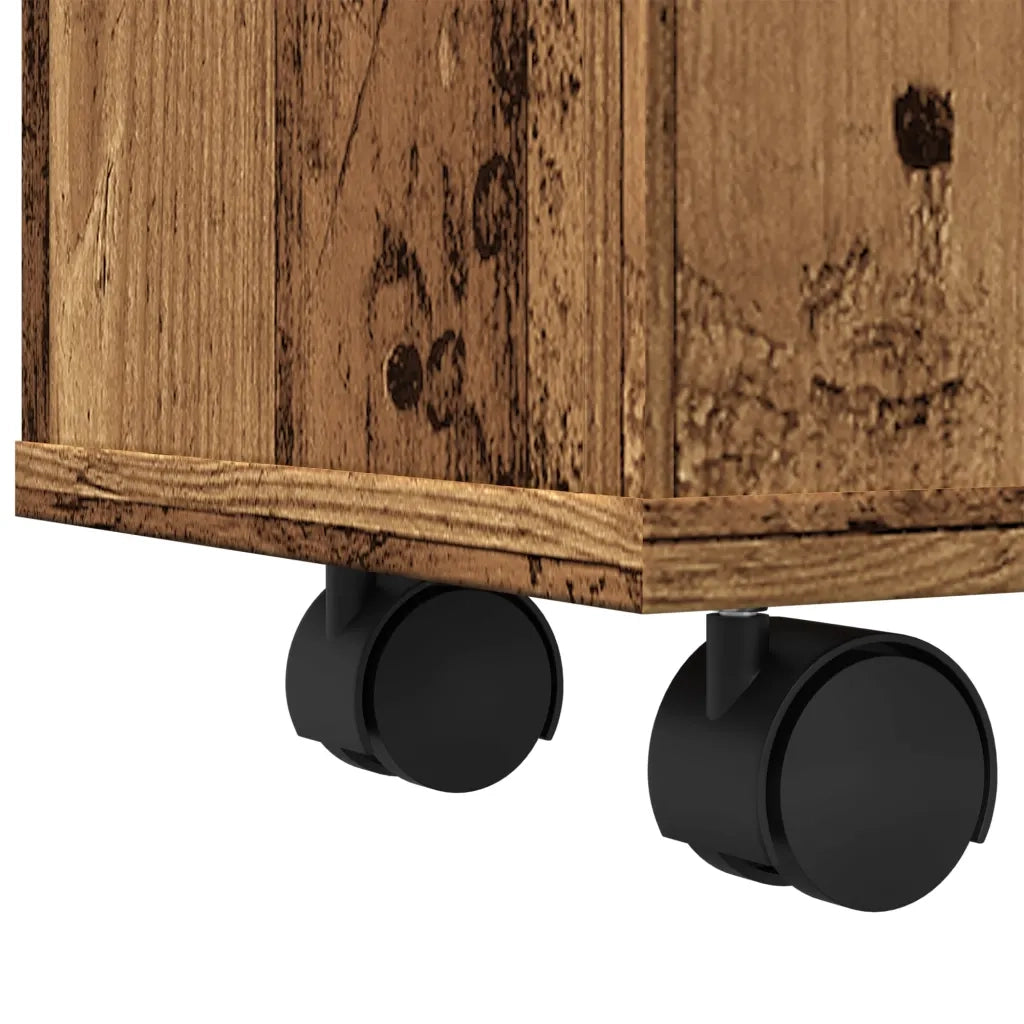 Mobile da Bagno Stretto con Ruote Legno Vecchio in Truciolato 855275