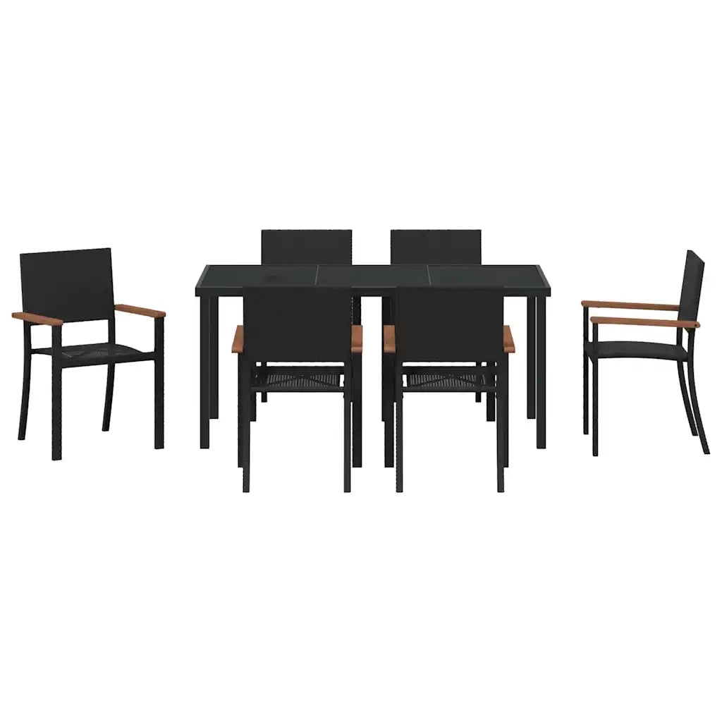 Set da Pranzo per Giardino 7 pcs Nero 3379419