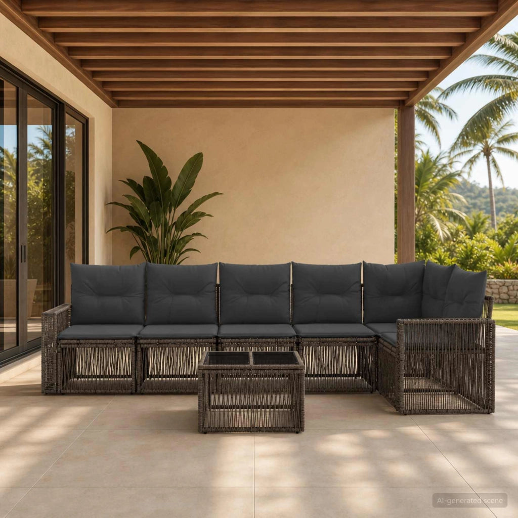 Set Divano da Giardino 7 pz Grigio e Grigio Scuro polyrattan 3435131