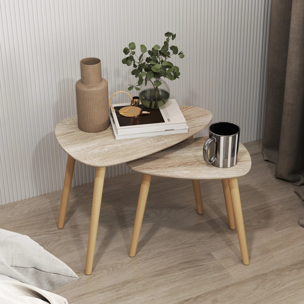 Set 2 tavolini da caff¨¨ impilabili ¨C Xylo ¨C legno naturale stile scandinavo