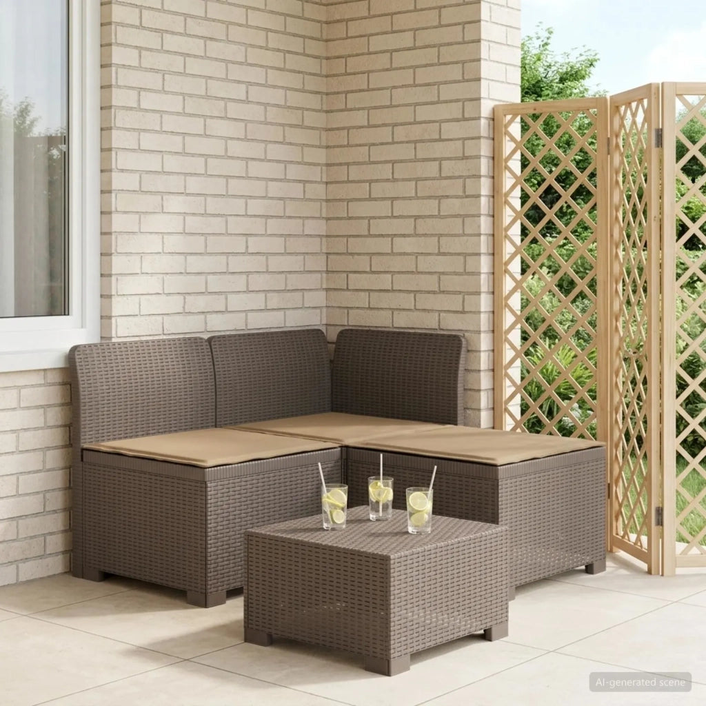Divano da giardino 3 posti con cuscini in look rattan PP 8011902