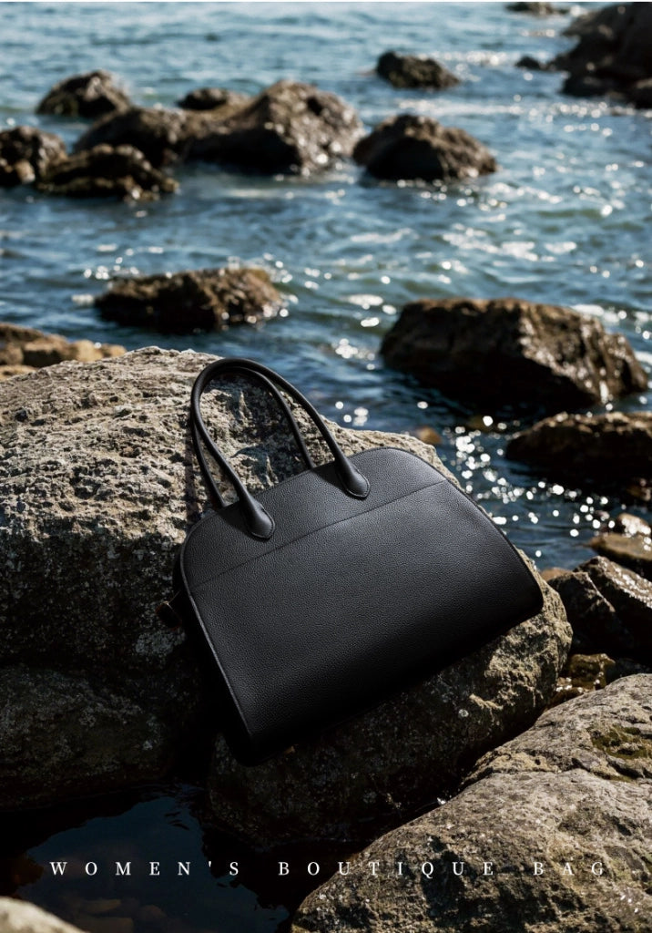 Borsa a tracolla da donna in vera pelle, borsa da spiaggia nera